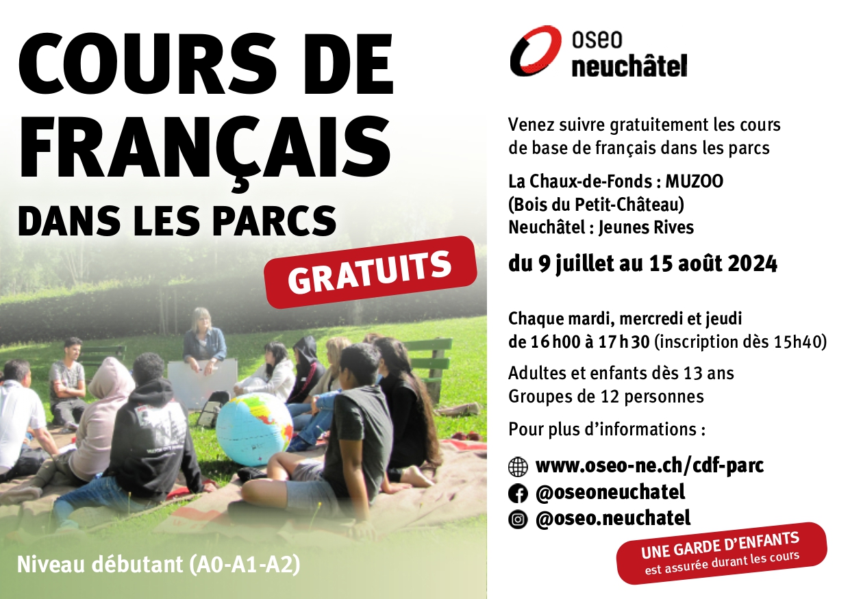 Cours de français dans les parcs - La Chaux-de-Fonds